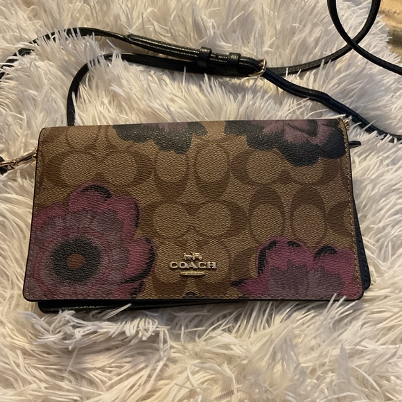 Coach Floral Crossbody Bag in Brown and Pink - Picture 2 of 6